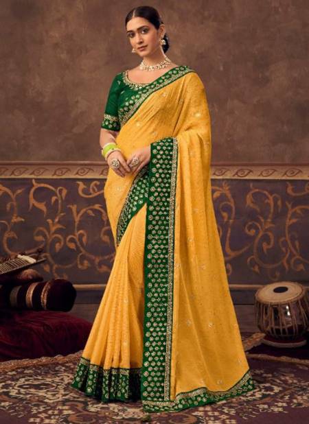 Yellow Colour Nihaara Kavira New Latest Designer Ethnic Wear Chiffon Saree Collection 4803
